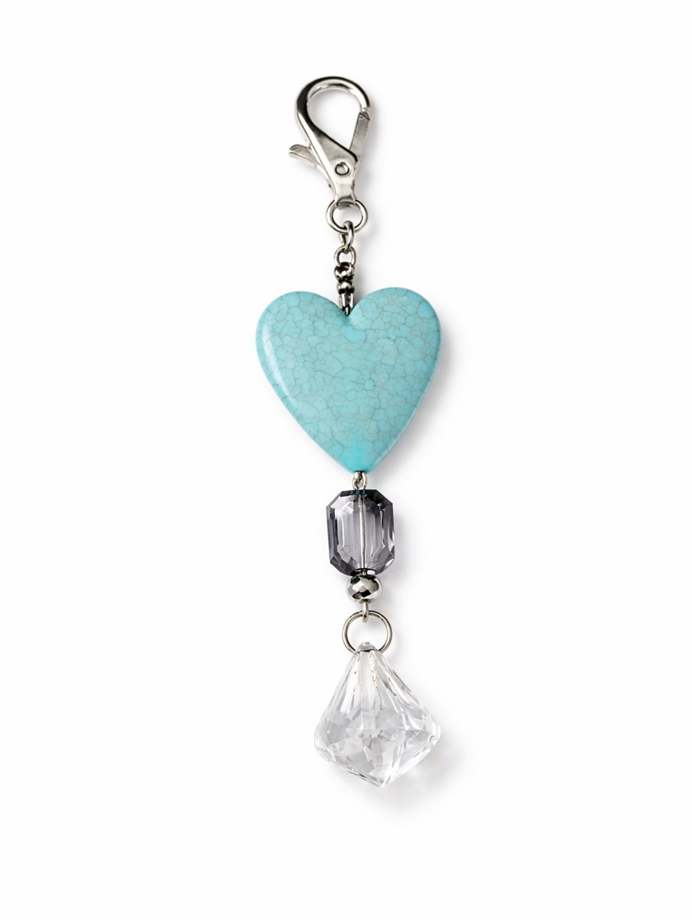 Handmade Turquoise Heart Crystal Keychain Aesthetic Cute Bag Charm Gift